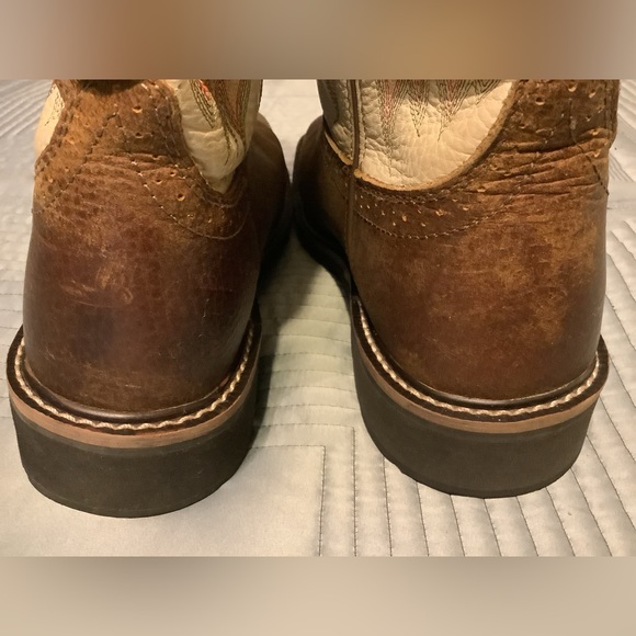 JUSTIN Mens Stampede Driller Copper Brown and Ivory Square Toe Boot Size 8.5 main image 10
